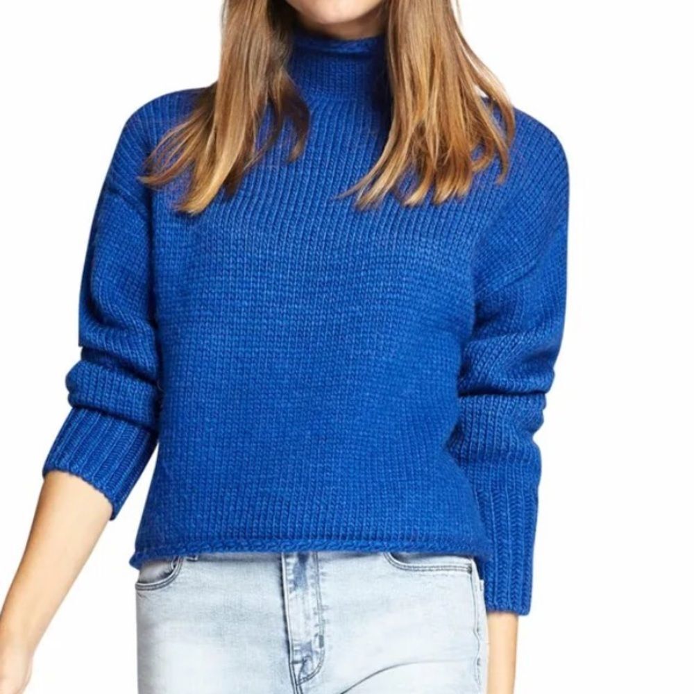 Sanctuary Curl Up Sweater Women's Blue Turtleneck Sweater Xs